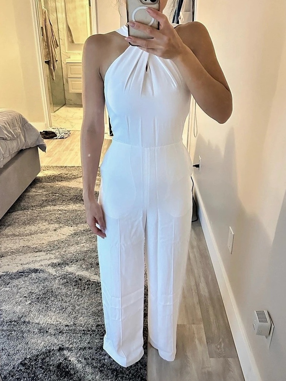 Theory Twist Bodice Ottoman Jumpsuit White XS